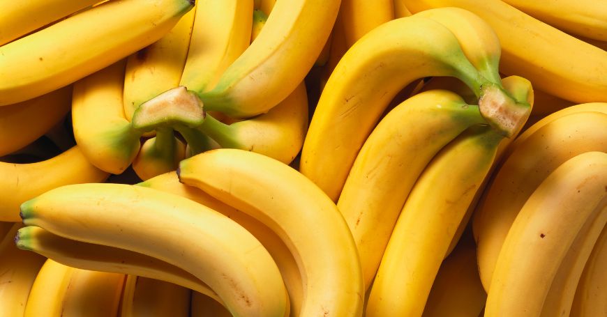 Grappolo di banane mature, un alimento ricco di fibre e potassio, un buon frutto per chi soffredi colite, ma da consumare con attenzione